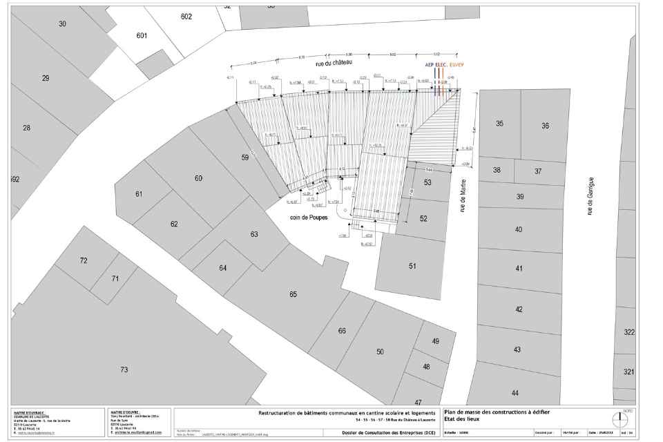 projet nouvelle cantine Lauzerte 1 état des lieux 1 - Plan de Masse