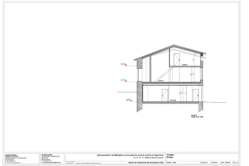 Projet nouvelle cantine Lauzerte Façade coupe 2
