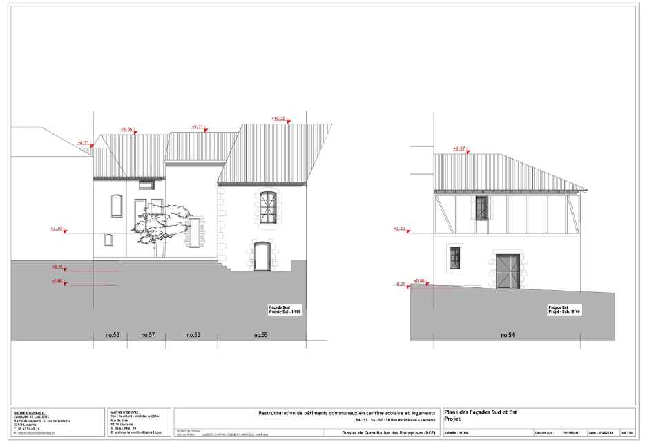 Projet nouvelle cantine Lauzerte Façade sud