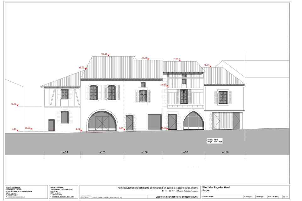 Projet nouvelle cantine Lauzerte Façades Nord