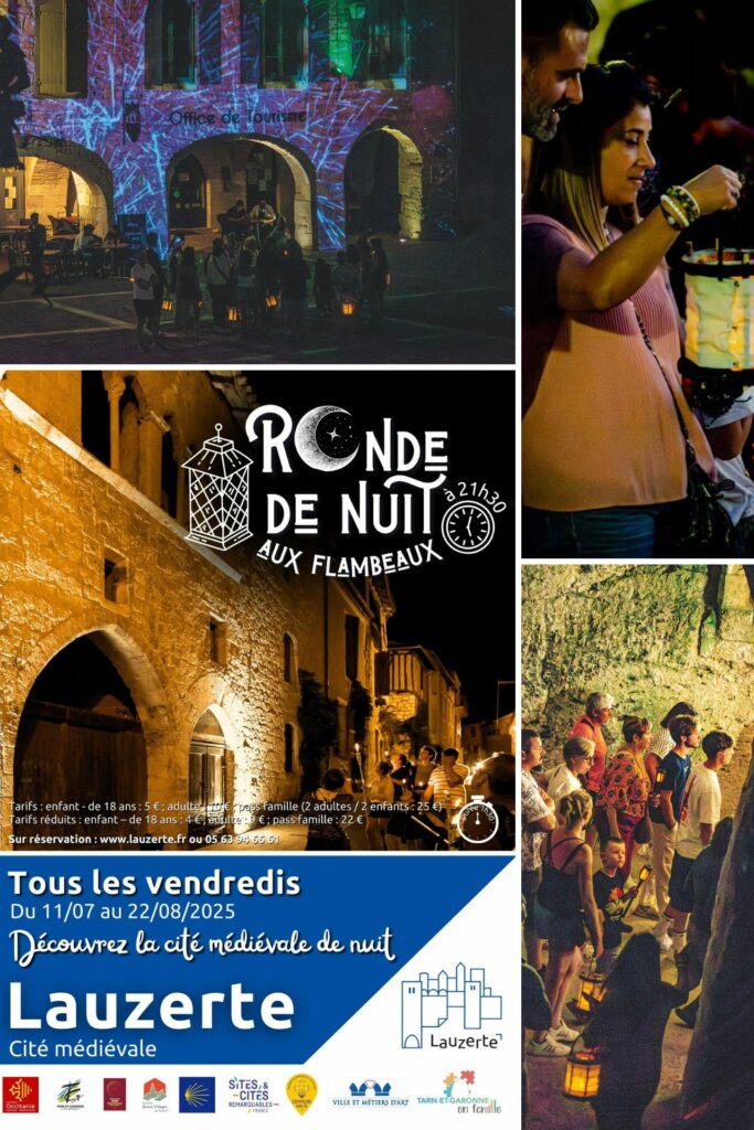 Visite guidée nocturne cité médiévale de lauzerte ronde de nuit aux flambeaux