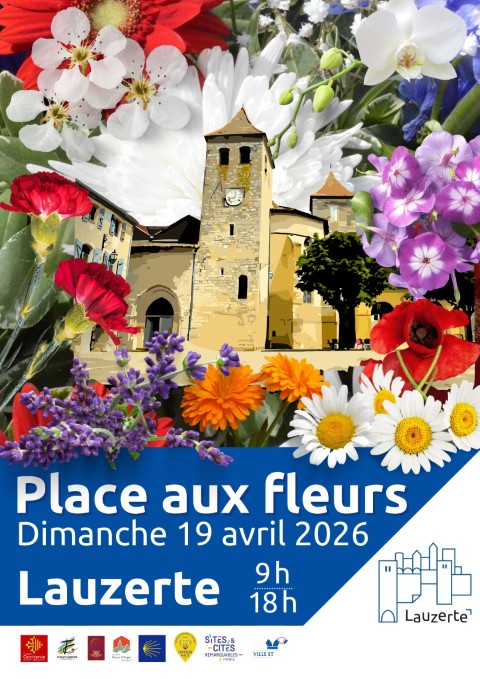 Affiche Place aux fleurs Lauzerte 2026
