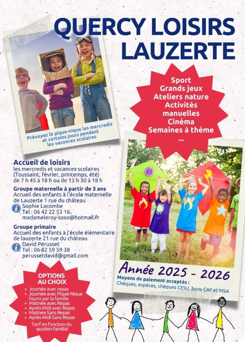 Publicité pour l'accueil de loisirs de Lauzerte