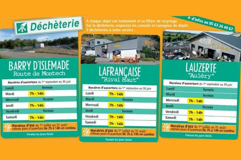 Horaires d'été déchèterie Lauzerte