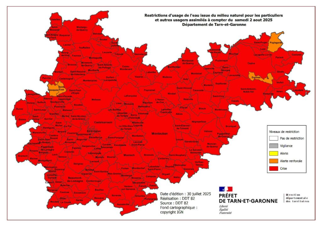 Plan Tarn et Garonne sécheresse 2025