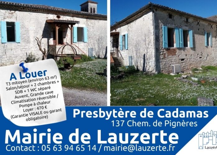Affiche location presbytère de Cadamas