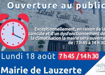 Modification horaire mairie de Lauzerte canicule