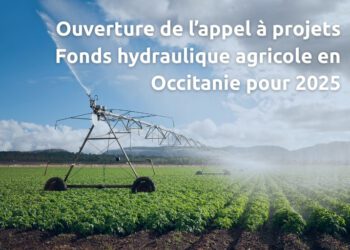 Visuel irrigation pour ouverture de l’appel à projets Fonds hydraulique agricole en Occitanie pour 2025
