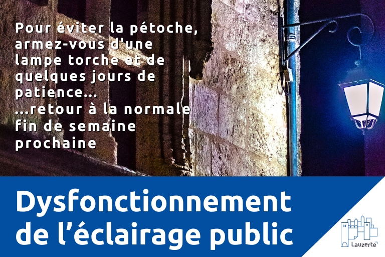 Affiche d'illustration dysfonctionnement éclairage public Lauzerte