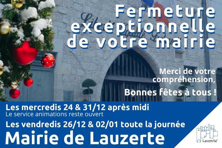 Fermeture exceptionnelle mairie de Lauzerte