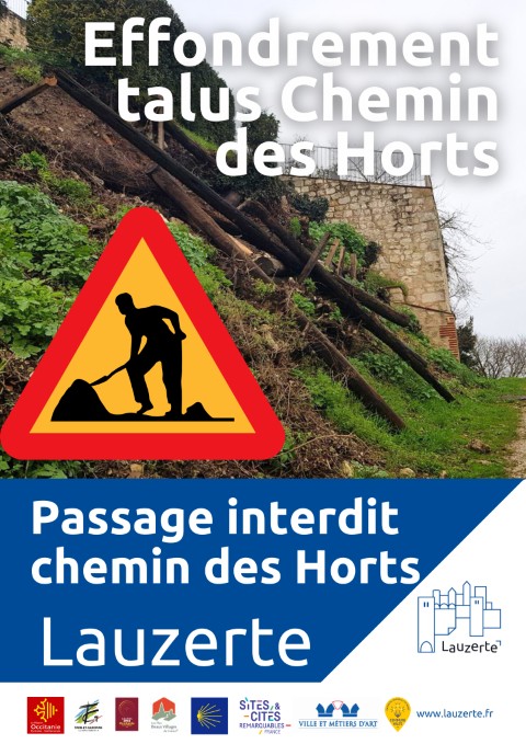 Interdiction passage chemin des Horts Lauzerte