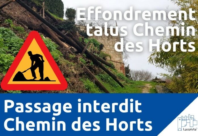 Interdiction passage chemin des Horts Lauzerte