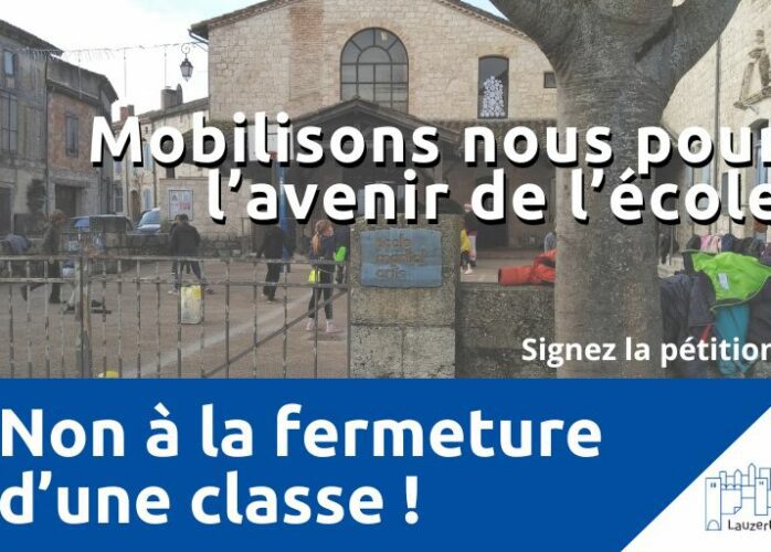 Non à la fermeture d'une classe à Lauzerte