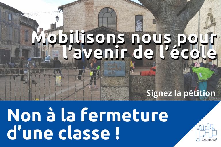 Non à la fermeture d'une classe à Lauzerte