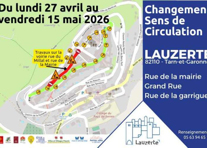 Travaux et sens de circulation Lauzerte