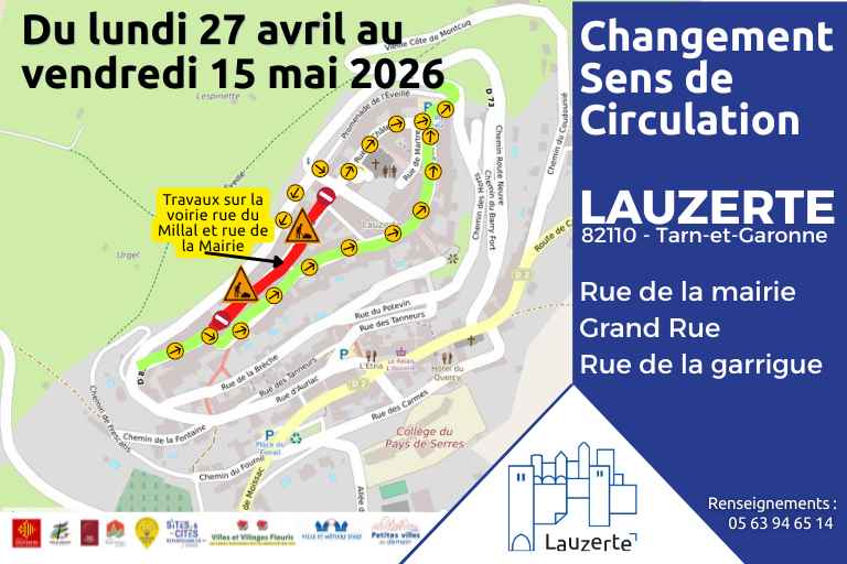 Travaux et sens de circulation Lauzerte