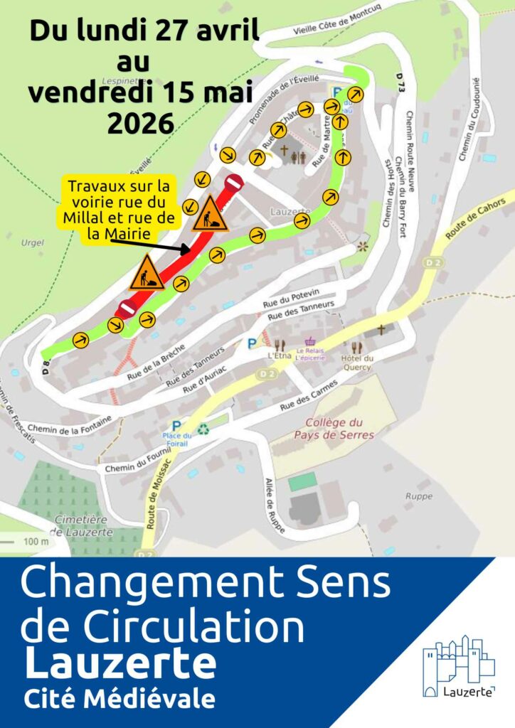 Travaux et sens de circulation Lauzerte