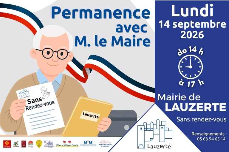 permanence Maire Lauzerte 14 septembre