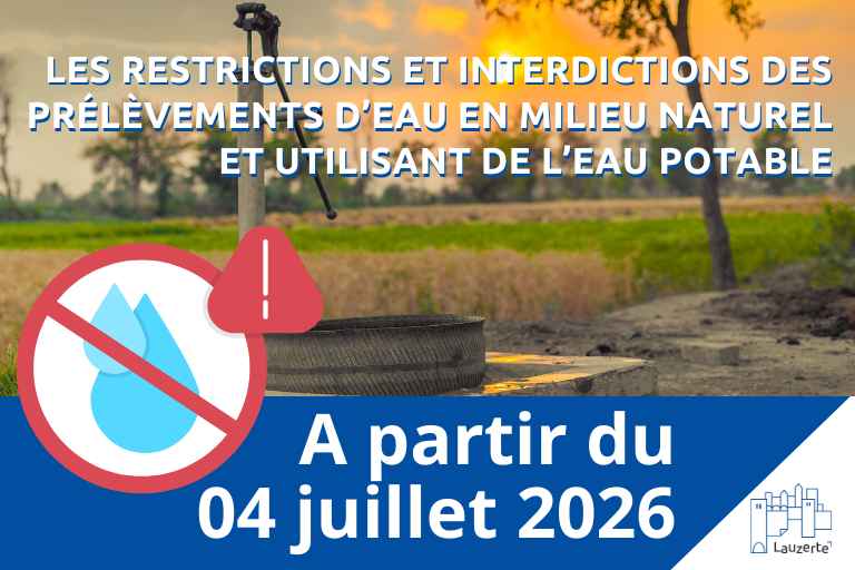 Interdiction et restriction usage de l'eau Lauzerte CRISE