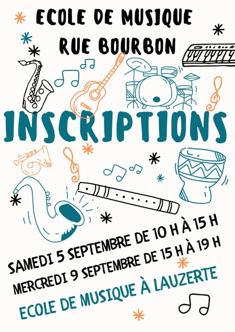 Affiche inscription École de Musique Rue Bourbon